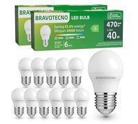bravotecno Ampoule E27 LED, Classe Énergétique B, Ampoule E27 Blanc Froid 6500K, 2,5W 470LM G45, Équivalent à 40W, Angle de Faisceau 360°, Non-Dimmable, Chaleur Faible & Durable, Lot de 12