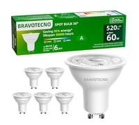 bravotecno Ampoule GU10 LED, Classe Énergétique A, GU10 LED Blanc Froid 6500K 2.9W 520LM, Spot GU10 36° Équivalent à 60W, Non Dimmable, Chaleur Faible & Durable, Lot de 6