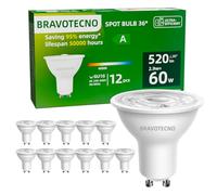 bravotecno Ampoule GU10 LED, Classe Énergétique A, GU10 LED Blanc Neutre 4000K 2.9W 520LM, Spot GU10 36° Équivalent à 60W, Non Dimmable, Chaleur Faible & Durable, Lot de 12
