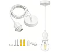 Bravsekai Kit de suspension lumineuse industrielle blanche, douille E27, lampe suspendue ajustable, câble de luminaire de plafond rétro Edison vintage pour îlot de cuisine, couloir, salle à manger