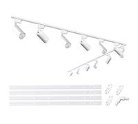 Bravsekai Kit de têtes et rails d'éclairage de piste Brightened, 20W 6000K Cool White LED Track Lights Compatible with H-Type Track Light System with 4x1m Track Rails