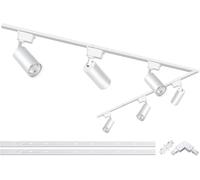 Bravsekai Kit d'éclairage sur rail blanc, 6 spots LED de type H avec rails d'éclairage supplémentaires de 2 m, plafonnier sur rail blanc froid 20 W 6000 K pour usage intérieur
