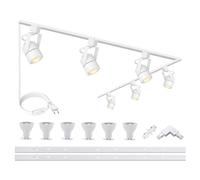Bravsekai Plafonnier Rail Spot Led Moderne,Spots De Plafond Gu10 6 TêTes,Spots et Rails de Spots Pivotants,Kit D'éClairage Spot Sur Rail Plafond 2*1M 4000K,Rails de Spots-Cuisine Salon Salle a Manger