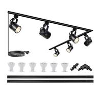 Bravsekai Track Lights, GU10 Adjustable Track Lighting 6 Lamps, Modern 4000K LED Light Bar System, Wall/Kitchen Ceiling Track Kit
