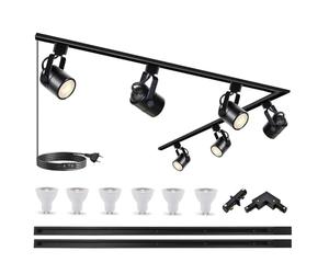 Bravsekai Track Lights, GU10 Adjustable Track Lighting 6 Lamps, Modern 4000K LED Light Bar System, Wall/Kitchen Ceiling Track Kit