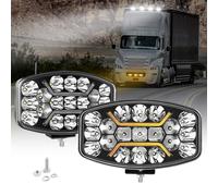 Bravway 2PCS 75W Phare De Travail Led Rond Avec Feux De Jour Ambres Blancs, 6500K 3500K IP68 Phare Longue Portée Led Camion 12v 24v Pour Voiture, Camion, Tracteur