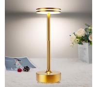 Bravzurg Lampe de table LED sans fil rechargeable usb, 5000mAh lampe de bureau puissante pile, Lumiere batterie tactile, 3 modes de couleur, pour chevet, restaurant, camping, exterieur/interieur, IP54