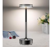 Bravzurg Lampe de table LED sans fil rechargeable usb, 5000mAh lampe de bureau puissante pile, Lumiere batterie tactile, 3 modes de couleur, pour chevet, restaurant, camping, exterieur/interieur, IP54