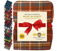 BRAW CLANS TARTANS Couverture 100 % pure laine pour lit, chaude, 188 x 157 cm, motif tartan orange, à franges, jeté de canapé, camping, pique-nique, voyage (Royal Stewart antique)