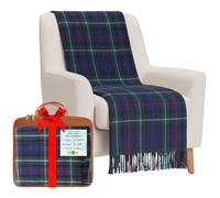 BRAW CLANS TARTANS Couverture en Laine Douce à Carreaux Tartan - 185 x 77 cm - Motif Tartan écossais avec Franges - Couverture Chaude pour canapé, Voyage et Voiture pour la fête des mères ou Noël