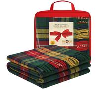 BRAW CLANS TARTANS Couverture 100 % pure laine pour lit - Chaude - 188 x 157 cm - Motif tartan jaune à franges - Douce - Confortable - Pour camping, pique-nique, voyage (Buchanan Modern)