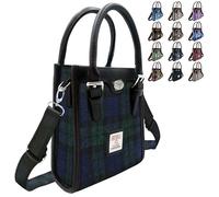 BRAW CLANS TARTANS Harris Tweed Grand mini sac fourre-tout en plusieurs tartan pour femme, cadeau du patrimoine écossais, sac à main tendance pour festivals et utilisation quotidienne, montre noire,