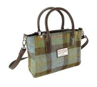 BRAW CLANS TARTANS Harris Tweed Petit sac fourre-tout pour femme avec fermeture magnétique Sangles en cuir Tissu tissé en Écosse, Macleod Tartan, 20cm x 30cm x 11cm