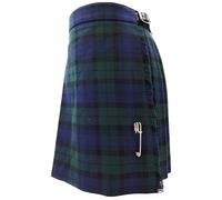 BRAW CLANS TARTANS Kilt traditionnel pour fille avec épingle à kilt - Fabriqué en Écosse - Matériau tartan confortable - Ceinture réglable - Kilt plissé écossais à carreaux écossais, montre noire,