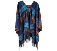 BRAW CLANS TARTANS Poncho cape en laine d'agneau - 140 x 180 cm - 100 % laine - tartan bleu marine Buchanan - Scottish Heritage - Couche élégante pour une tenue décontractée et de soirée, Buchanan