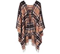 BRAW CLANS TARTANS Poncho cape en laine d'agneau - 140 x 180 cm - 100 % laine - TMSN Camel Modern Tartan - Scottish Heritage - Couche élégante pour une tenue décontractée et de soirée, Tarantmsn Camel