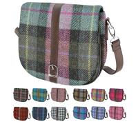 BRAW CLANS TARTANS Sac à bandoulière pour femme - Extérieur Harris Tweed fabriqué en Écosse - Laine tartan écossaise, élégant et polyvalent pour le travail, les voyages et une utilisation quotidienne
