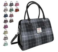 BRAW CLANS TARTANS Sac fourre-tout de taille moyenne - Extérieur en laine tweed Harris fabriqué en Écosse - Sac à main pour ordinateur portable jusqu'à 13 pouces - Cadeau de fête des mères écossais