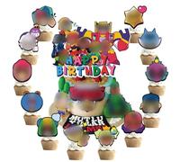 Braw Star Lot de 25 décorations de gâteau Happy Birthday, décoration de gâteau de dessin animé, pour fête d'anniversaire, pour fille et garçon (A1)