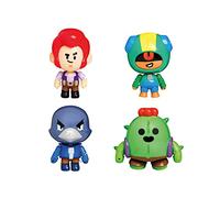 Brawl Stars Lot de 4 Figurines d'action | Spike, Colt, Leon et Crow 11,4 cm de Haut | Mini Jouets jouables - Figurines articulées