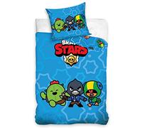 BRAWL STARS Parure de lit 135 x 200 cm + 80 x 80 personnages gamer · 100 % coton · Parure de lit pour enfants adolescents.