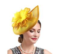 Brawlady Sinamay Chapeau bibi avec fleur supérieure en forme de goutte pour femme