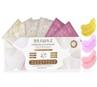BRAWNA Kit cadeau de patch hydrogel sous les yeux - Réduit les cercles sombres, les yeux bouffants, les poches sous les yeux, les rides - 12 paires