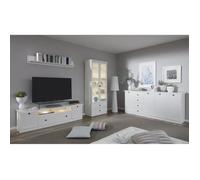 Brax Meuble TV 2 portes, 1 tablette de rangement et 1 porte battante, blanc.