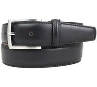Brazil Lederwaren Ceinture de costume de haute qualité en cuir de vachette pleine fleur 3,5 cm | Ceinture en cuir bombée homme 35mm Made in Italy | Ceinture business | Noir 80cm