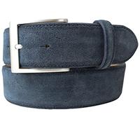 Brazil Lederwaren Ceinture en daim 4 cm | Ceinture en cuir velours pour homme et femme 40 mm | Ceinture en daim 4 cm en noir, marron, gris, bleu, marron foncé. - Bleu - Small