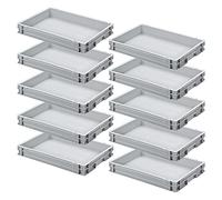 BRB 10 x Euro Conteneurs avec 2 poignées, (L x l x h) 600 x 400 x 75 mm, gris