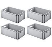 BRB 4 boîtes Euro avec 2 poignées passantes, L x l x H : 600 x 400 x 220 mm, gris