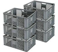 BRB 6 x Eurobehälter perforés/panier à empiler, D x l x H 600 x 400 x 240 mm, résistant aux aliments, qualité industrielle (gris)