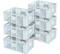 BRB 6 x Eurobehälter perforés/panier à empiler, L x l x h 600 x 400 x 240 mm, résistant aux aliments, qualité industrielle (blanc)