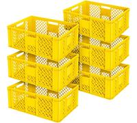 BRB 6x Euro Conteneurs perforés/panier à empiler, LxBxH 600x400x240 mm, résistant aux aliments, qualité industrielle (jaune)