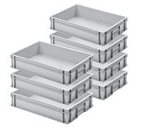 BRB 7 bacs Euro empilables avec 2 poignées, L x l x H 600 x 400 x 120 mm, gris