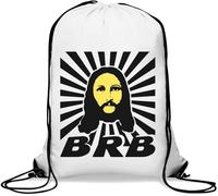 BRB Be Right Back Sac de gym décontracté avec cordon de serrage Motif Jésus Blanc