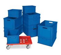 BRB Lot de 12 bacs empilables bleus de 4 tailles + 1 chariot de transport