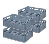BRB Lot de 4 boîtes à viande E2, L x l x H 600 x 400 x 200 mm, PE-HD, qualité alimentaire (gris)