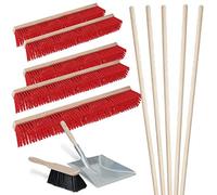 BRB Lot de 5 balais de Route, Longueur 1000 mm, avec 5 Manches en Bois de Selle + 1 kit de Balayage