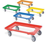 BRB Lot de 5 roulettes de logistique pour conteneurs 600 x 400 mm (bleu/jaune/vert/orange/rouge)