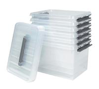 BRB Lot de 6 boîtes de rangement avec couvercle, transparentes, 400 x 300 x 260 mm, 22 l