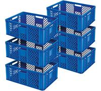 BRB Lot de 6 paniers empilables perforés, 600 x 400 x 240 mm, qualité industrielle, bleu