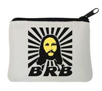 BRB Porte-monnaie en néoprène avec inscription « Be Right Back » Motif Jésus Blanc 10 x 11 cm