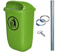 BRB Récipient de déchets d'extérieur 50 litres selon la norme DIN 30713 dans un ensemble complet avec poteaux galvanisés