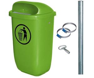 BRB Récipient de déchets d'extérieur 50 litres selon la norme DIN 30713 dans un ensemble complet avec poteaux galvanisés