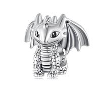 BRBRB Breloque dragon 3D en argent sterling S925 | Compatible avec Pandora, Biagi, Troll et Chamilia | Accessoire de bijouterie texturé unique | Coffret cadeau et chiffon de nettoyage