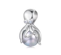 BRBRB Breloque pieuvre en argent sterling S925 | Compatible avec Pandora, Biagi, Troll et Chamilia | Accessoire for bracelet et collier sur le thème de l'océan | Coffret cadeau et chiffon de nettoyage