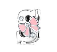 BRBRB Breloques alphabet en argent sterling 925 avec nœud rose - Compatibles avec les bracelets Pandora, Biagi, Troll et Chamilia - Kit de création de bijoux for femmes, cadeaux d'Halloween(S)
