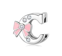 BRBRB Breloques alphabet en argent sterling 925 avec nœud rose - Compatibles avec les bracelets Pandora, Biagi, Troll et Chamilia - Kit de création de bijoux for femmes, cadeaux d'Halloween(C)